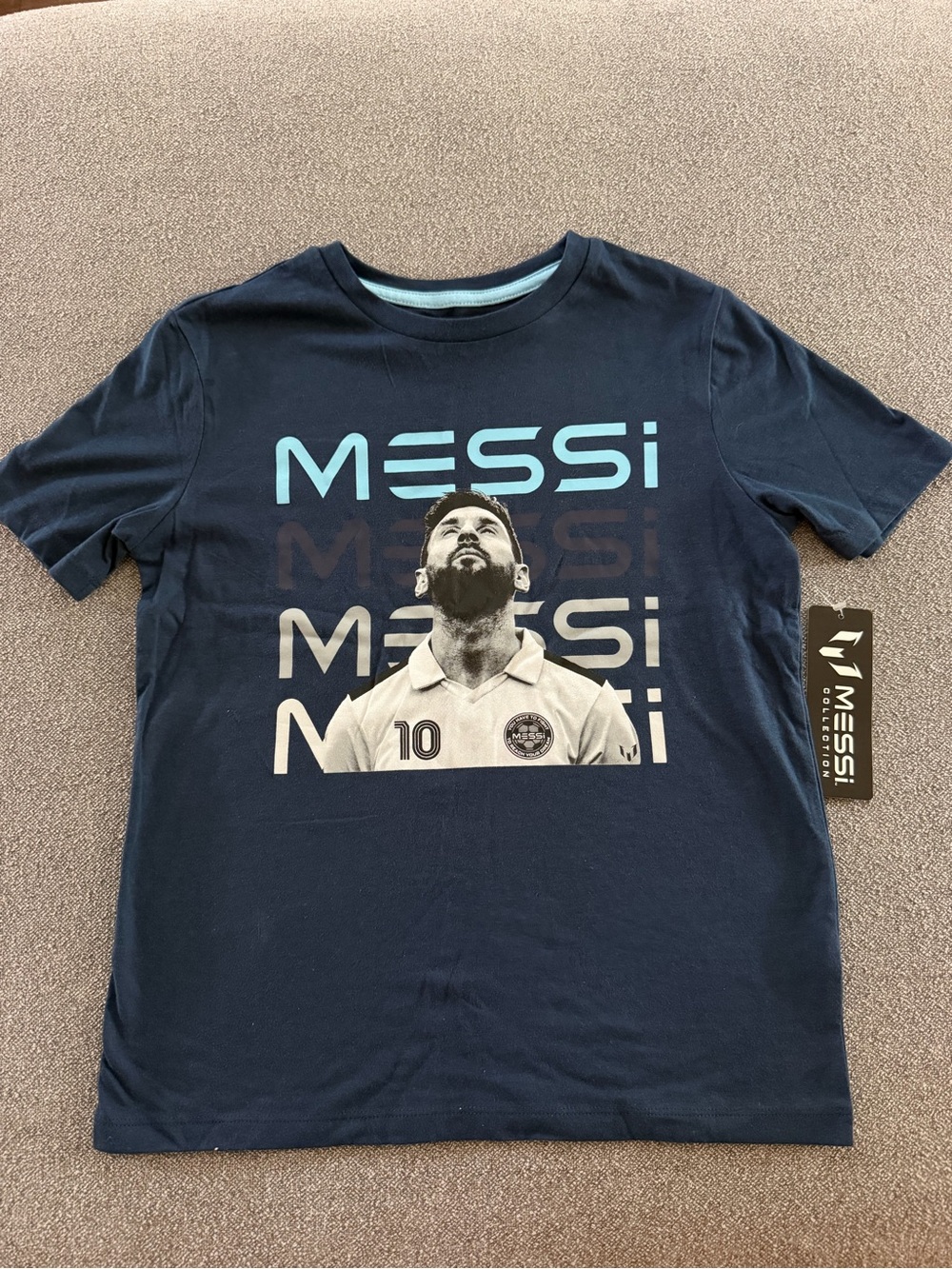 Kids Navy Messi Graphic Short Sleeve Tee Size M (10-12)